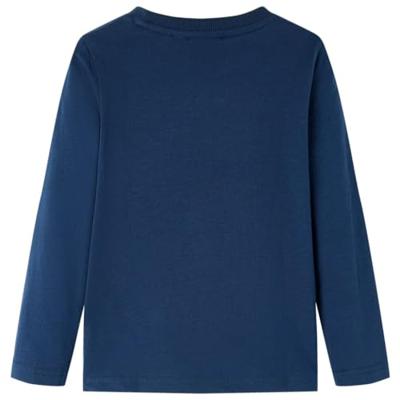 Kindershirt met lange mouwen voetbalveldprint 116 marineblauw