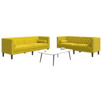 2-delige Loungeset Chesterfield met bolsters fluweel geel - thumbnail
