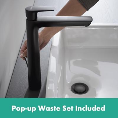 Wastafelmengkraan Talis E 240 HansGrohe Eengreeps met Trekwaste Mat Zwart - thumbnail
