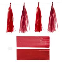 Creativ Company Tassels, afm 12x35 cm, 14 gr, wijnrood/rood, 12 stuk/ 1 doos - thumbnail