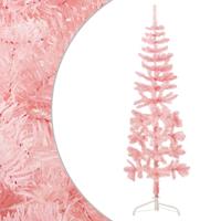 VidaXL Kunstkerstboom half met standaard smal 180 cm roze - thumbnail