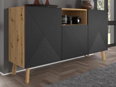 Dressoir LUFFY 3 deuren artisan eik/zwart