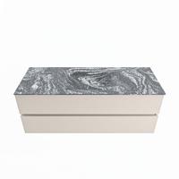 MONDIAZ VICA-DLUX 130cm badmeubel onderkast Linen 2 lades. Inbouw wastafel CLOUD midden 1 kraangat, kleur Lava. - thumbnail