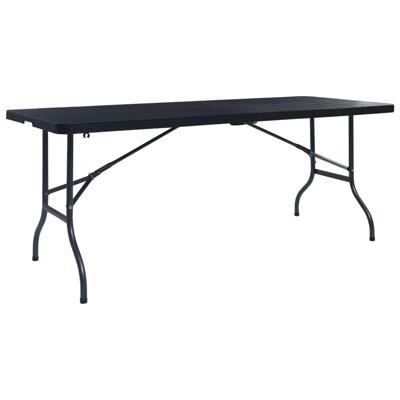 Tuintafel inklapbaar 180x75x72 cm HDPE en kunstrattan zwart Tuintafel inklapbaar 180x75x72 cm HDPE en kunstrattan zwart