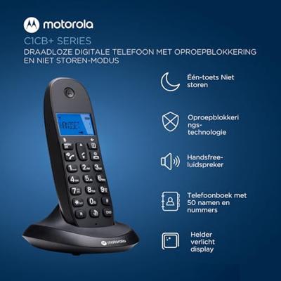 Draadloze telefoon Motorola 107C1001CB+ Zwart - thumbnail