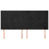 Hoofdbord met randen 203x16x118/128 cm fluweel zwart - thumbnail