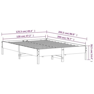 Bedframe zonder matras massief grenenhout wit 120x200 cm