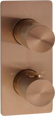 Ben Engraved Cross douchethermostaat afbouwdeel met omstelrichting geborsteld koper pvd