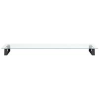 VidaXL Monitorstandaard 100x35x8 cm gehard glas en metaal zwart - thumbnail