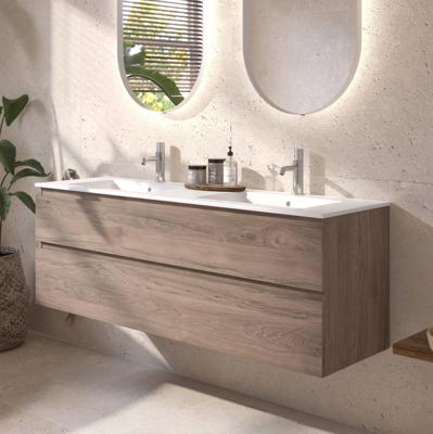 Ben Tendenza badmeubel incl. dubbele keramische wastafel 140x46x62cm congo bruin