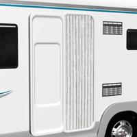 VidaXL Vliegengordijn 56x185 cm chenille lichtgrijs en wit - thumbnail