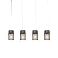 QAZQA Industriële hanglamp zwart 4-lichts - Jim - thumbnail