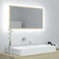 VidaXL Badkamerspiegel led 80x8,5x37 cm acryl sonoma eikenkleurig - thumbnail