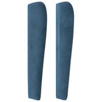 Hoofdbord met randen 83x23x118/128 cm fluweel donkerblauw - thumbnail