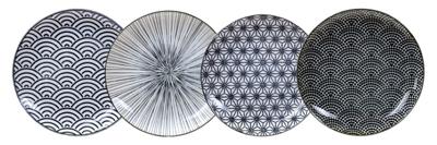 Japanse Gebaksbordenset - Tokyo Design Studio - Nippon Black - 4 stuks 16 x 2 cm