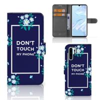 Huawei P30 Pro Portemonnee Hoesje Flowers Blue DTMP - thumbnail