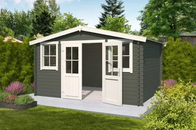 Blokhut Dallas 376x292 Green Grey-Wit Outdoor Life - Outdoor life