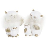 Kerstversiering DKD Home Decor Uil Hars (7,5 x 7 x 10 cm) (2 Stuks) - thumbnail