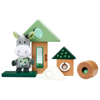 Eichhorn baby hipp houten geluidsblokken met ezel knuffeltje Eichhorn baby hipp houten geluidsblokken met ezel knuffeltje