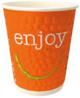 Drinkbeker uit karton voor warme dranken, 200 ml, geassorteerde kleuren, pak van 37 stuks - thumbnail