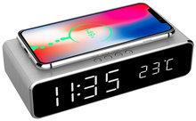 Digitale wekker met draadloze laadfunctie voor smartphone •zilver• Digitale wekker met draadloze laadfunctie voor smartphone •zilver•