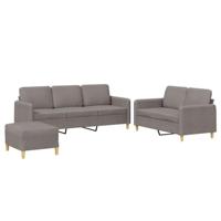3-delige Loungeset met kussens stof taupe - thumbnail