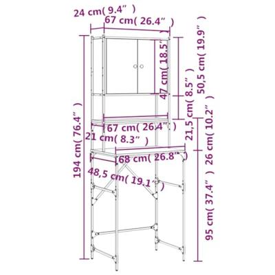 Wasmachinekast 68x48,5x194 cm sonoma eikenkleurig