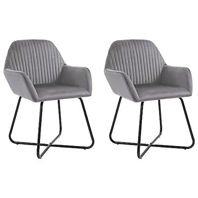 VidaXL Eetkamerstoelen 2 st fluweel grijs VidaXL Eetkamerstoelen 2 st fluweel grijs
