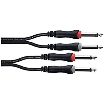 Cordial 14844 Jackplug Audio Aansluitkabel [2x Jackplug male 6,3 mm (mono) - 2x Jackplug male 6,3 mm (mono)] 1.50 m Zwart PVC-mantel, Tweelingkabel