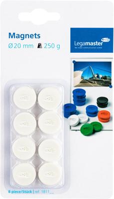Magneet legamaster 20mm 250gr wit 8 stuks