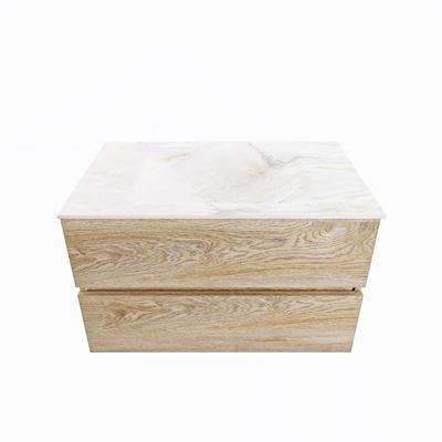 MONDIAZ VICA-DLUX 80cm badmeubel onderkast Washed Oak 2 lades. Inbouw wastafel CLOUD midden zonder kraangat, kleur Ostra. MONDIAZ VICA-DLUX 80cm badmeubel onderkast Washed Oak 2 lades. Inbouw wastafel CLOUD midden zonder kraangat, kleur Ostra.