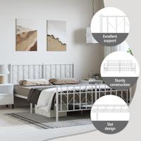 Bedframe met hoofd- en voeteneindemetaal wit 193x203 cm - thumbnail