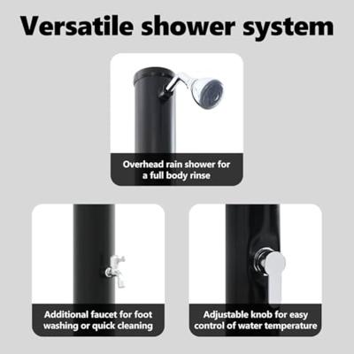 VidaXL Buitenzonne-douche zwart 217 cm pvc en aluminium