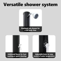 VidaXL Buitenzonne-douche zwart 217 cm pvc en aluminium - thumbnail