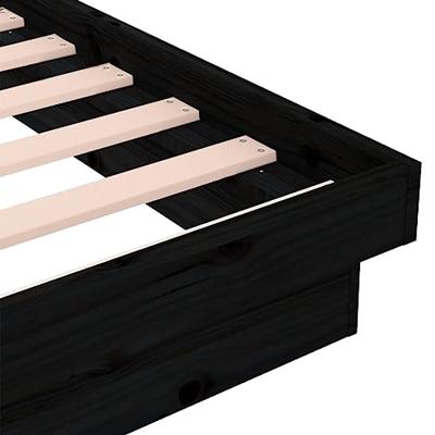 Bedframe massief hout zwart 120x190 cm 4FT Small Double Bedframe massief hout zwart 120x190 cm 4FT Small Double