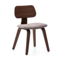 Kave Home Gena eetkamerstoel chenille Beige poot walnoot afwerking - thumbnail