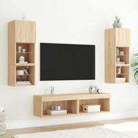 Tv-meubels met LED-verlichting 2 st 60x30x30 cm sonoma eiken - thumbnail