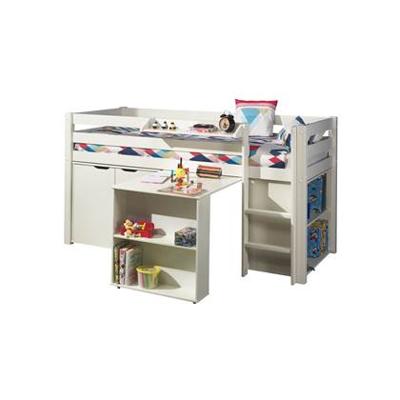 Vipack halfhoogslaper Pino met bureau - incl. kast - wit - 114x105x209,3 cm