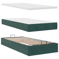 Ottoman bed met matras 90x190cm fluweel donkergroen - thumbnail