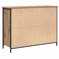 Dressoir artisanaal eikenkleurig 100 x 35 x 75 cm Bewerkt hout - thumbnail
