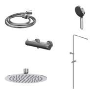 Regendoucheset IVY Bond Opbouw Thermostatisch 25 cm Slim Rond 3-Standen Handdouche Chroom - thumbnail