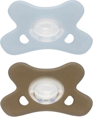 Difrax Fopspeen Natural 0-6m 2pack Blauw/grijs