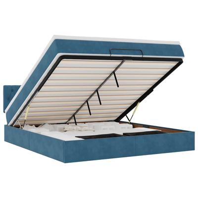 Ottoman bed met matras en LED's 90x200cm fluweel donkerblauw