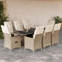 9-delige Tuinset met kussens poly rattan beige - thumbnail
