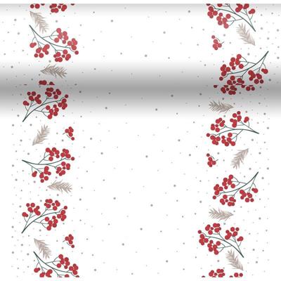 Duni dunicel 3-in-1 tafelloper berrie merrie 40x480cm wit, rood