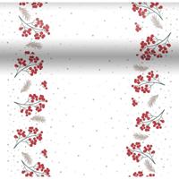 Duni dunicel 3-in-1 tafelloper berrie merrie 40x480cm wit, rood - thumbnail