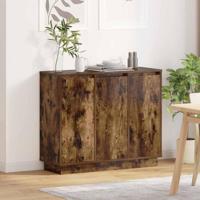 LED Sideboard Gerookt eiken 90 x 32 x 75 cm Bewerkt hout - thumbnail
