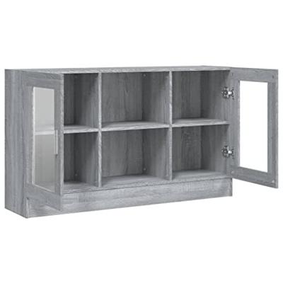 Vitrinekast 120x30,5x70 cm bewerkt hout grijs sonoma eiken
