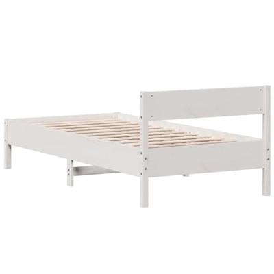 Bedframe met hoofdbord massief grenenhout wit 75x190 cm Bedframe met hoofdbord massief grenenhout wit 75x190 cm