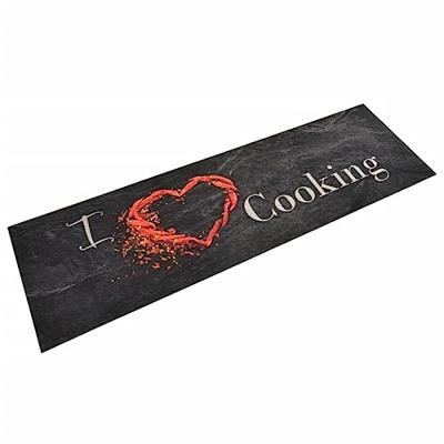 VidaXL Keukenmat wasbaar cooking-print 45x150 cm fluweel zwart